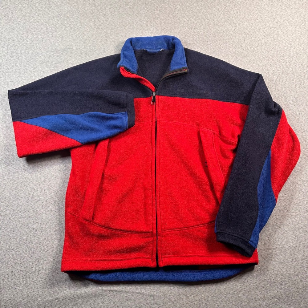 Polo Sport Colorblock Fleece Jacket Mens S Red Blue Black Full Zip VTG Y2K